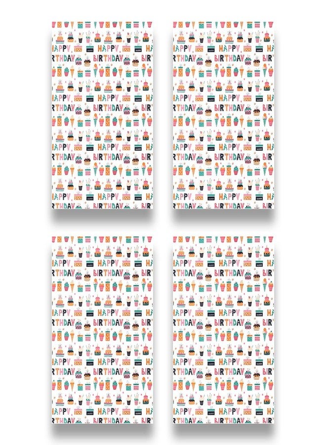 ورق تغليف هدايا عيد الميلاد من جيلود، بتصميم كعكة عيد ميلاد متعددة الألوان، 4 أوراق مقاس 20 × 28 بوصة لكل ورقة، مثالي لأعياد ميلاد الأطفال - Image 3